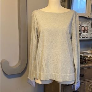 Boat neck sweater with pinstripe detail